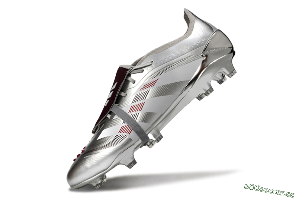 Men's Adidas Predator 25 Elite Foldover Tongue FG Firm Ground Low-Tops Football Boots - Silver/Black/Red 5