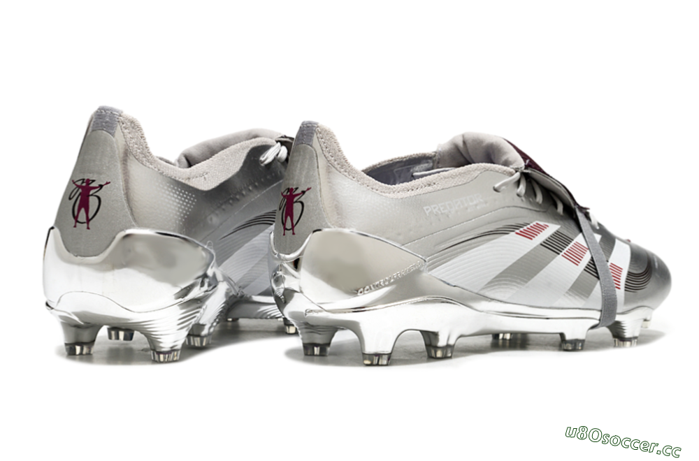 Men's Adidas Predator 25 Elite Foldover Tongue FG Firm Ground Low-Tops Football Boots - Silver/Black/Red 6