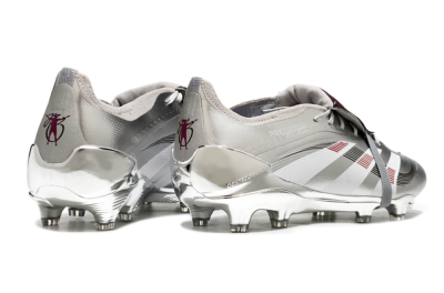 Men's Adidas Predator 25 Elite Foldover Tongue FG Firm Ground Low-Tops Football Boots - Silver/Black/Red