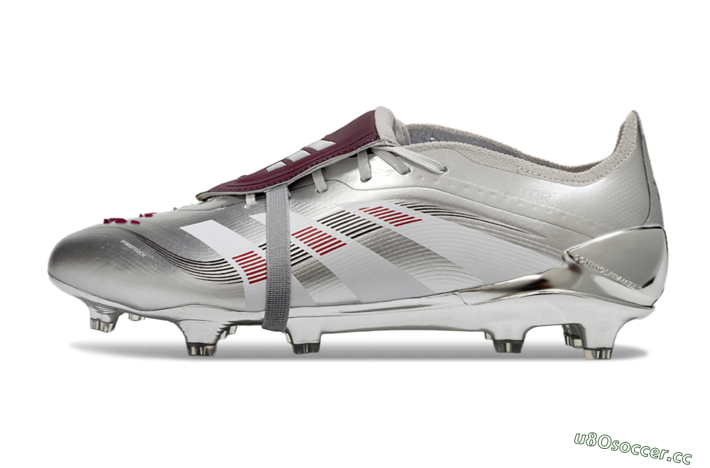 Men's Adidas Predator 25 Elite Foldover Tongue FG Firm Ground Low-Tops Football Boots - Silver/Black/Red 0