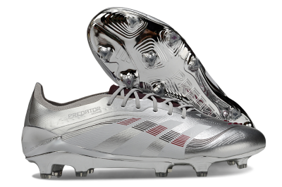 Men's Adidas Predator 25 Elite FG Firm Ground Low-Tops Football Boots - Silver/Black/Red