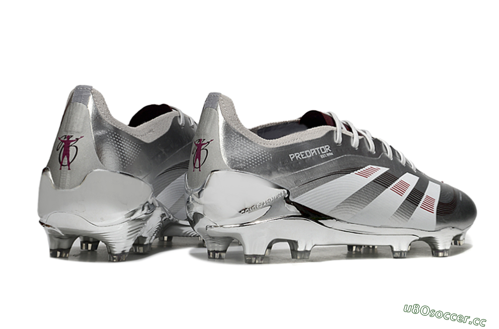 Men's Adidas Predator 25 Elite FG Firm Ground Low-Tops Football Boots - Silver/Black/Red 6