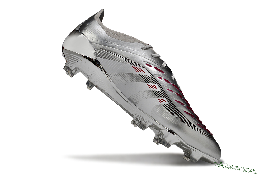 Men's Adidas Predator 25 Elite FG Firm Ground Low-Tops Football Boots - Silver/Black/Red 4