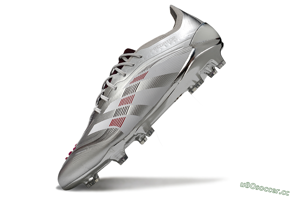 Men's Adidas Predator 25 Elite FG Firm Ground Low-Tops Football Boots - Silver/Black/Red 5