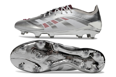 Men's Adidas Predator 25 Elite FG Firm Ground Low-Tops Football Boots - Silver/Black/Red