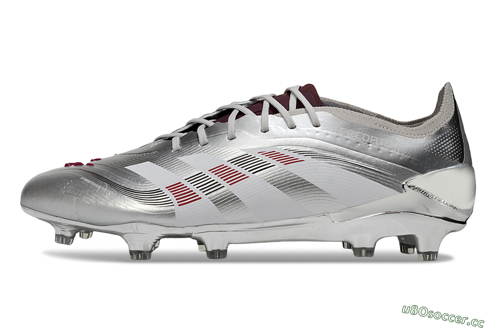 Men's Adidas Predator 25 Elite FG Firm Ground Low-Tops Football Boots - Silver/Black/Red 0