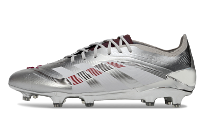 Men's Adidas Predator 25 Elite FG Firm Ground Low-Tops Football Boots - Silver/Black/Red