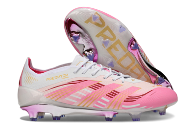 Men's Adidas Predator 25 Elite FG Firm Ground Low-Tops Football Boots - Pink/Gold/White