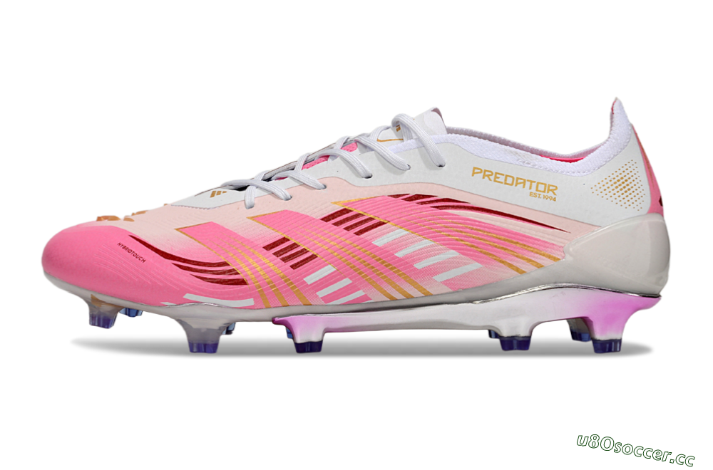 Men's Adidas Predator 25 Elite FG Firm Ground Low-Tops Football Boots - Pink/Gold/White 0
