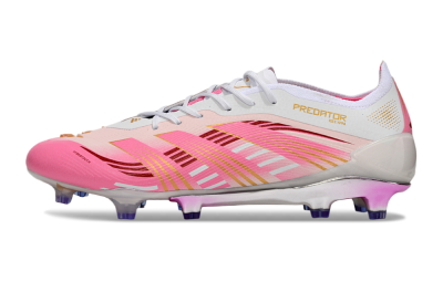 Men's Adidas Predator 25 Elite FG Firm Ground Low-Tops Football Boots - Pink/Gold/White
