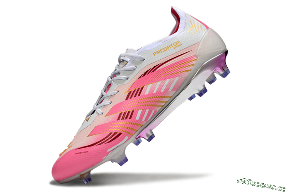 Men's Adidas Predator 25 Elite FG Firm Ground Low-Tops Football Boots - Pink/Gold/White 5