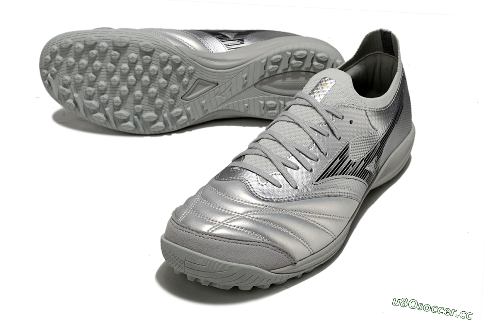 Men's Mizuno Morelia Neo Sala M8 TF Artificial Turf Low-Tops Football Shoes - Silver/Black 3