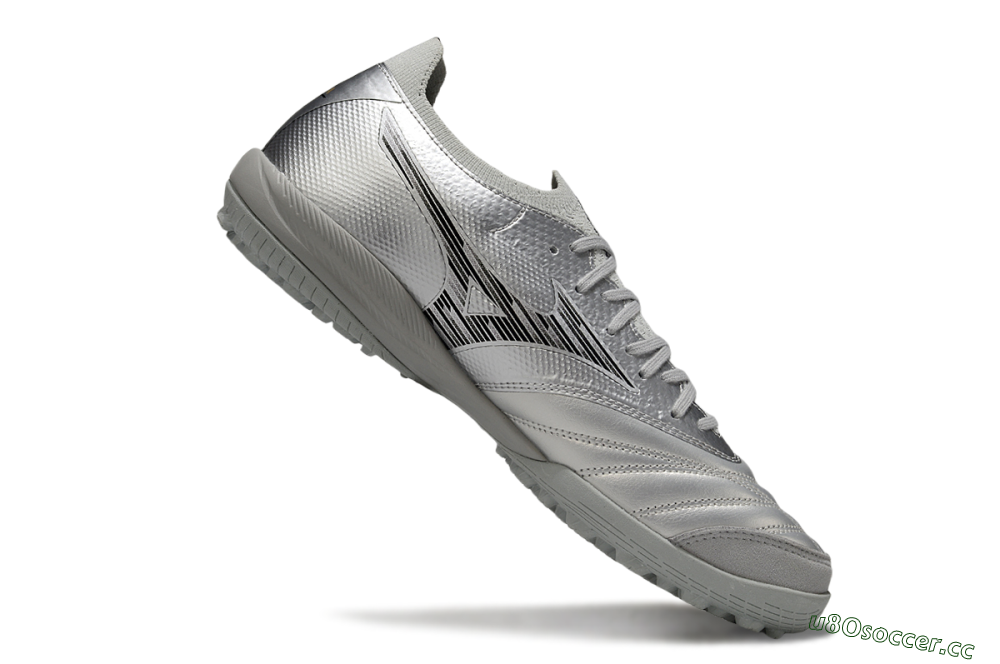 Men's Mizuno Morelia Neo Sala M8 TF Artificial Turf Low-Tops Football Shoes - Silver/Black 4