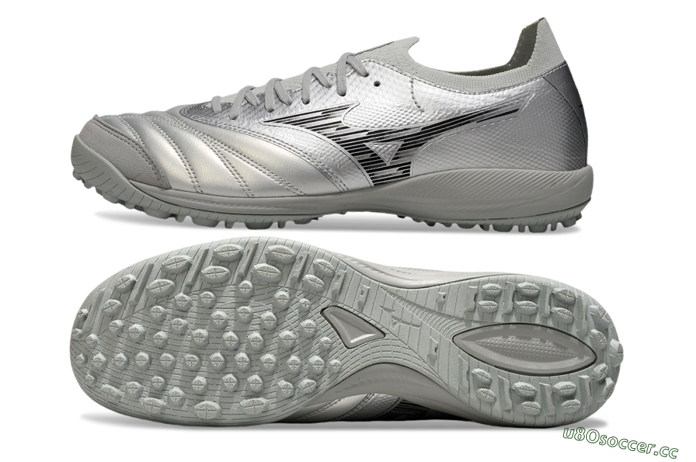 Men's Mizuno Morelia Neo Sala M8 TF Artificial Turf Low-Tops Football Shoes - Silver/Black 1