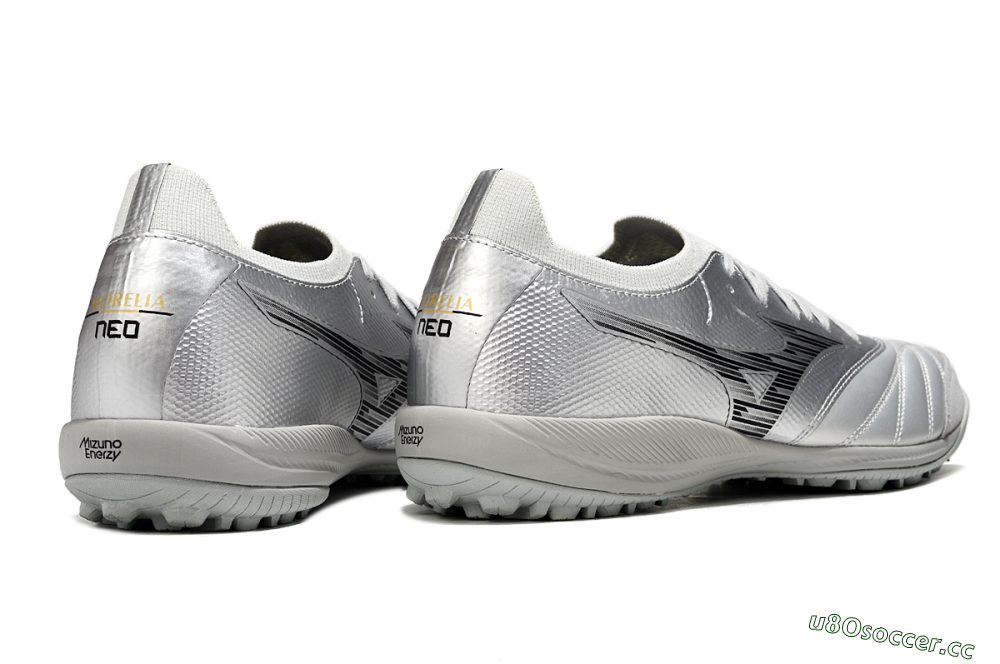 Men's Mizuno Morelia Neo Sala M8 TF Artificial Turf Low-Tops Football Shoes - Silver/Black 6