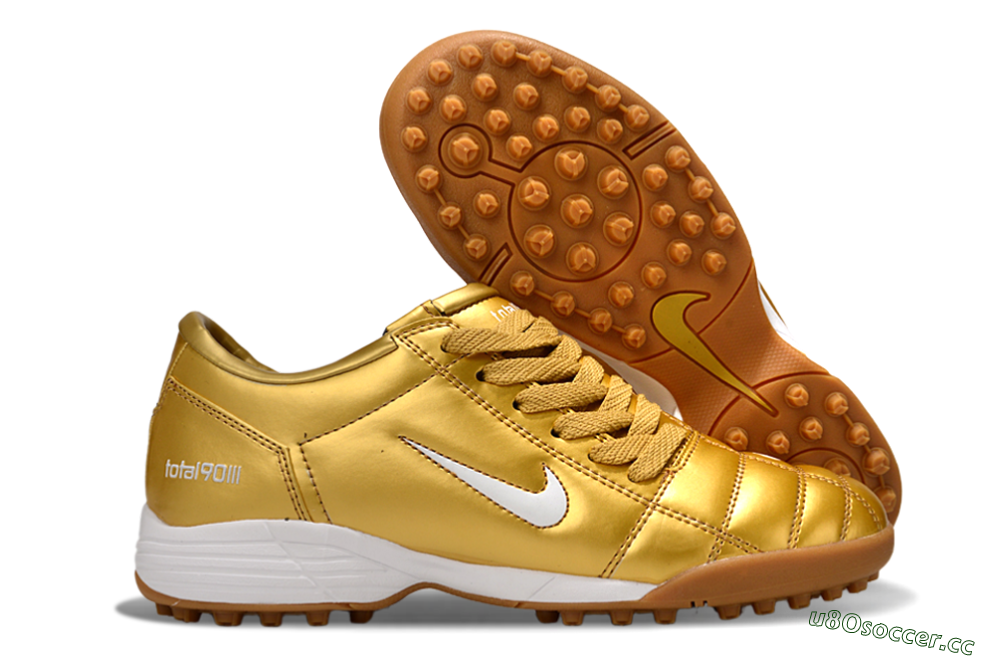 Unisex Nike Total 90 III TF Artificial Turf Low-Tops Football Shoes - Gold/White 2