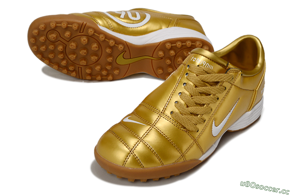 Unisex Nike Total 90 III TF Artificial Turf Low-Tops Football Shoes - Gold/White 3