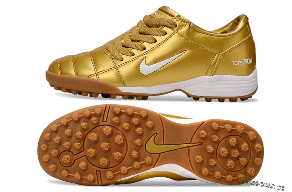 Unisex Nike Total 90 III TF Artificial Turf Low-Tops Football Shoes - Gold/White 1