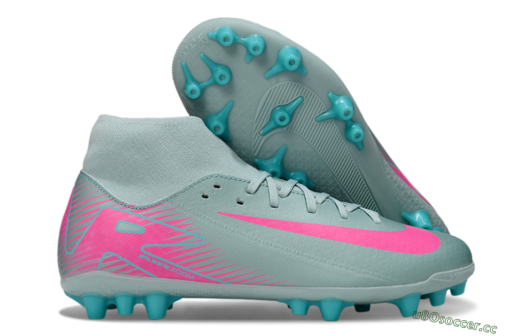 Men's Nike Air Zoom Mercurial Superfly 10 Academy AG Artificial Grass High-Tops Football Boots - Jade/Pink 2