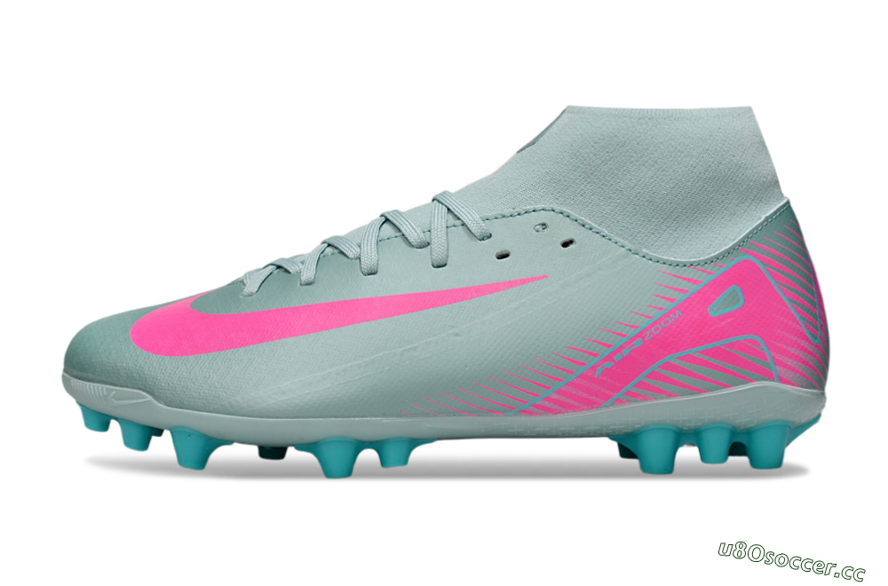Men's Nike Air Zoom Mercurial Superfly 10 Academy AG Artificial Grass High-Tops Football Boots - Jade/Pink 0