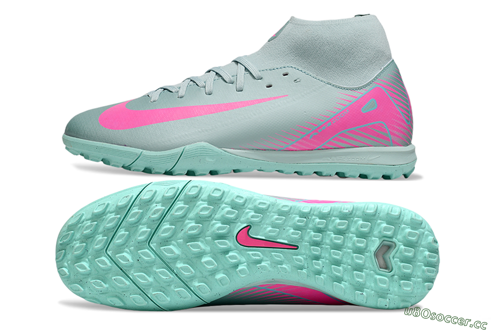 Men's Nike Air Zoom Mercurial Superfly 10 Academy TF Artificial Turf High-Tops Football Shoes - Jade/Pink 1