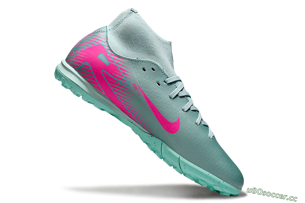 Men's Nike Air Zoom Mercurial Superfly 10 Academy TF Artificial Turf High-Tops Football Shoes - Jade/Pink 4