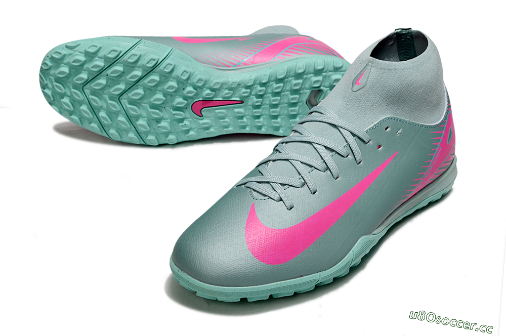 Men's Nike Air Zoom Mercurial Superfly 10 Academy TF Artificial Turf High-Tops Football Shoes - Jade/Pink 3