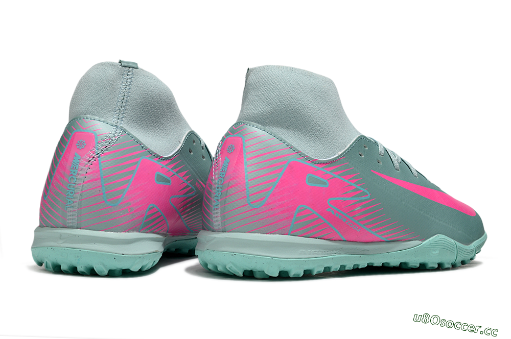 Men's Nike Air Zoom Mercurial Superfly 10 Academy TF Artificial Turf High-Tops Football Shoes - Jade/Pink 6