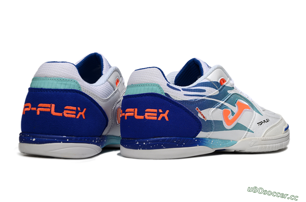 Men's Joma Top Flex IC Indoor & Futsal Low-Tops Football Shoes - White/Blue/Orange 6