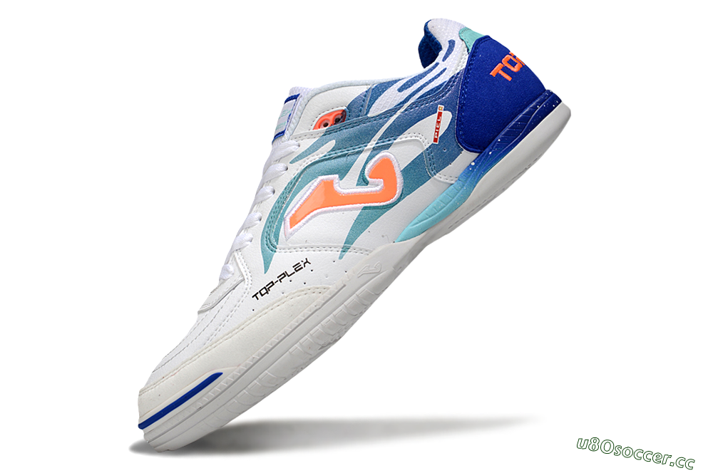 Men's Joma Top Flex IC Indoor & Futsal Low-Tops Football Shoes - White/Blue/Orange 5