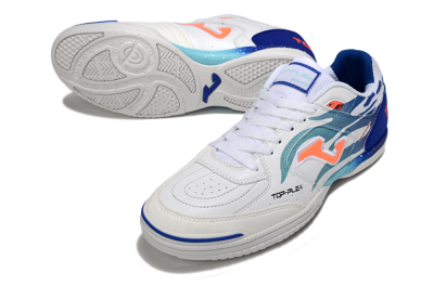 Men's Joma Top Flex IC Indoor & Futsal Low-Tops Football Shoes - White/Blue/Orange