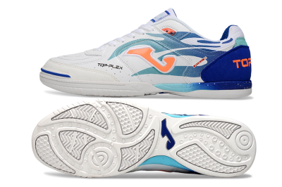Men's Joma Top Flex IC Indoor & Futsal Low-Tops Football Shoes - White/Blue/Orange