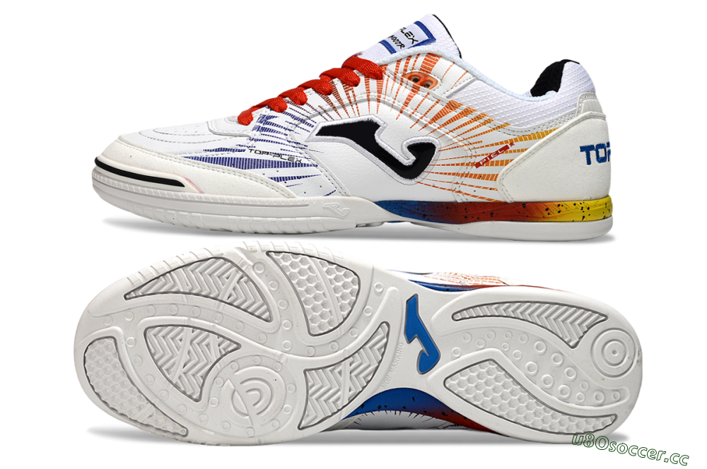 Men's Joma Top Flex IC Indoor & Futsal Low-Tops Football Shoes - White/Blue/Red 1