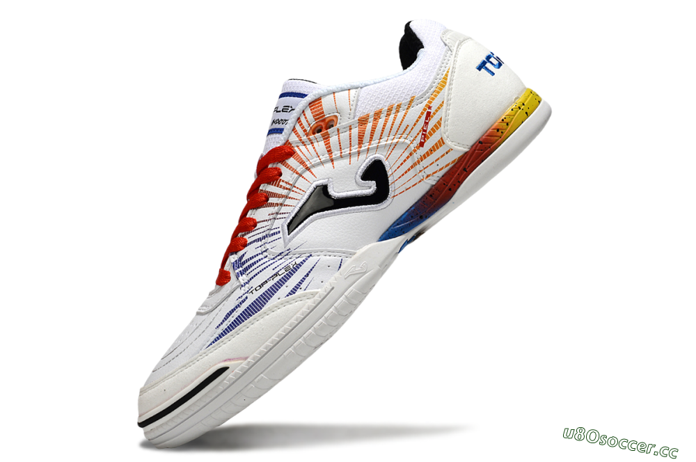 Men's Joma Top Flex IC Indoor & Futsal Low-Tops Football Shoes - White/Blue/Red 5