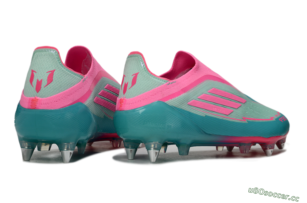Men's Messi x Adidas F50 Elite Laceless SG Soft Ground Low-Tops Football Boots - Green/Pink 6