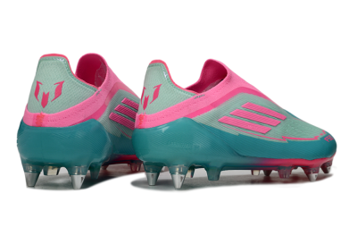 Men's Messi x Adidas F50 Elite Laceless SG Soft Ground Low-Tops Football Boots - Green/Pink