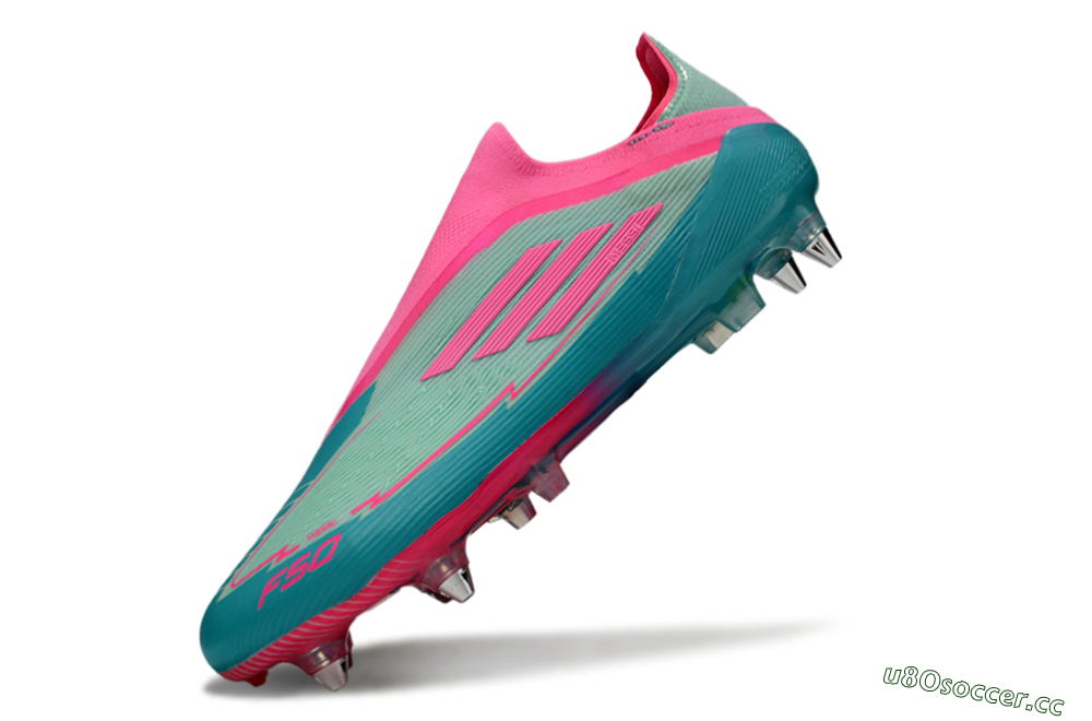 Men's Messi x Adidas F50 Elite Laceless SG Soft Ground Low-Tops Football Boots - Green/Pink 5