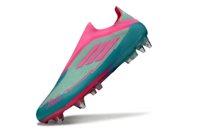 Men's Messi x Adidas F50 Elite Laceless SG Soft Ground Low-Tops Football Boots - Green/Pink