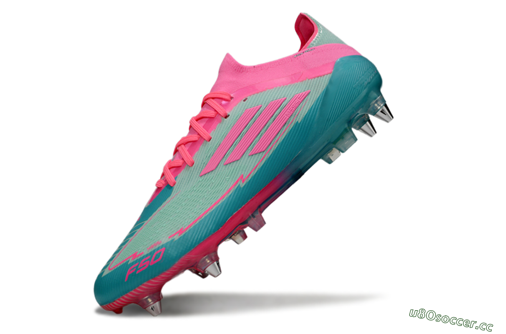 Men's Messi x Adidas F50 Elite SG Soft Ground Low-Tops Football Boots - Green/Pink 5