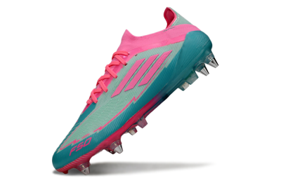 Men's Messi x Adidas F50 Elite SG Soft Ground Low-Tops Football Boots - Green/Pink