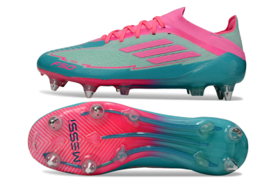 Men's Messi x Adidas F50 Elite SG Soft Ground Low-Tops Football Boots - Green/Pink
