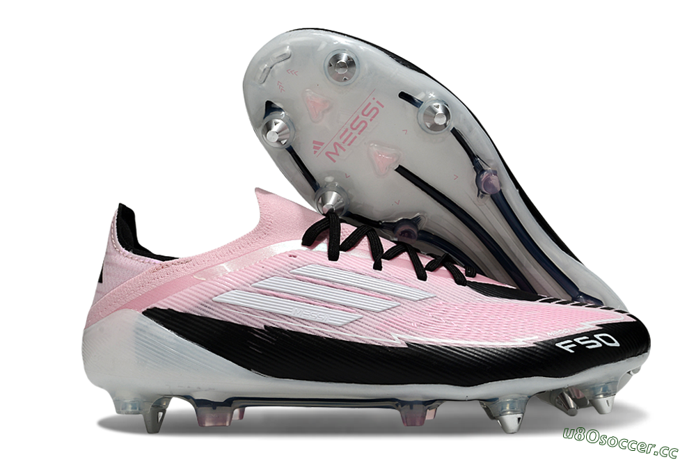 Men's Messi x Adidas F50 Elite SG Soft Ground Low-Tops Football Boots - Pink/White/Black 2