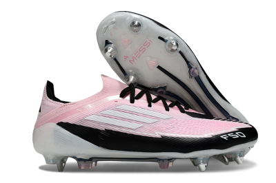 Men's Messi x Adidas F50 Elite SG Soft Ground Low-Tops Football Boots - Pink/White/Black