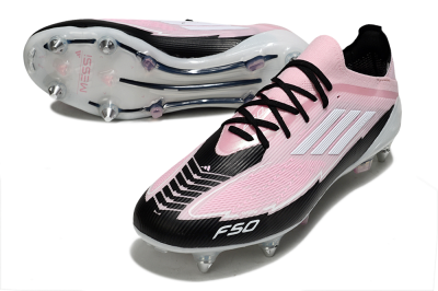 Men's Messi x Adidas F50 Elite SG Soft Ground Low-Tops Football Boots - Pink/White/Black
