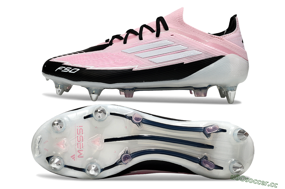 Men's Messi x Adidas F50 Elite SG Soft Ground Low-Tops Football Boots - Pink/White/Black 1