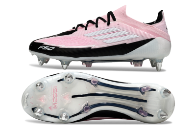 Men's Messi x Adidas F50 Elite SG Soft Ground Low-Tops Football Boots - Pink/White/Black