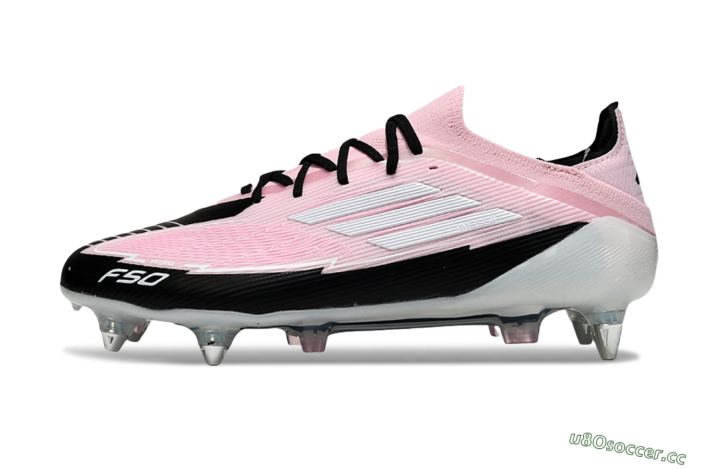 Men's Messi x Adidas F50 Elite SG Soft Ground Low-Tops Football Boots - Pink/White/Black 0