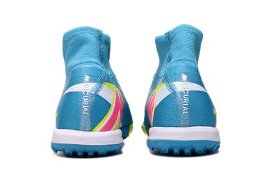 Unisex Nike Air Zoom Mercurial Superfly 10 Elite TF Artificial Turf High-Tops Football Shoes - Jade/Yellow/White