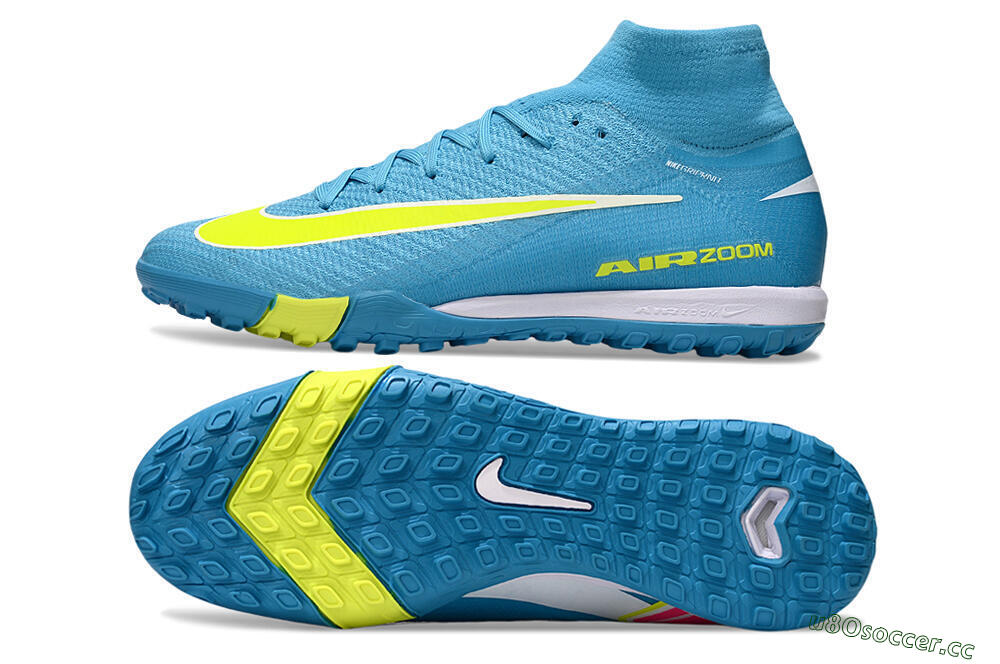 Unisex Nike Air Zoom Mercurial Superfly 10 Elite TF Artificial Turf High-Tops Football Shoes - Jade/Yellow/White 1
