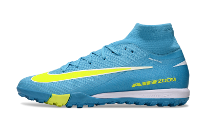 Unisex Nike Air Zoom Mercurial Superfly 10 Elite TF Artificial Turf High-Tops Football Shoes - Jade/Yellow/White